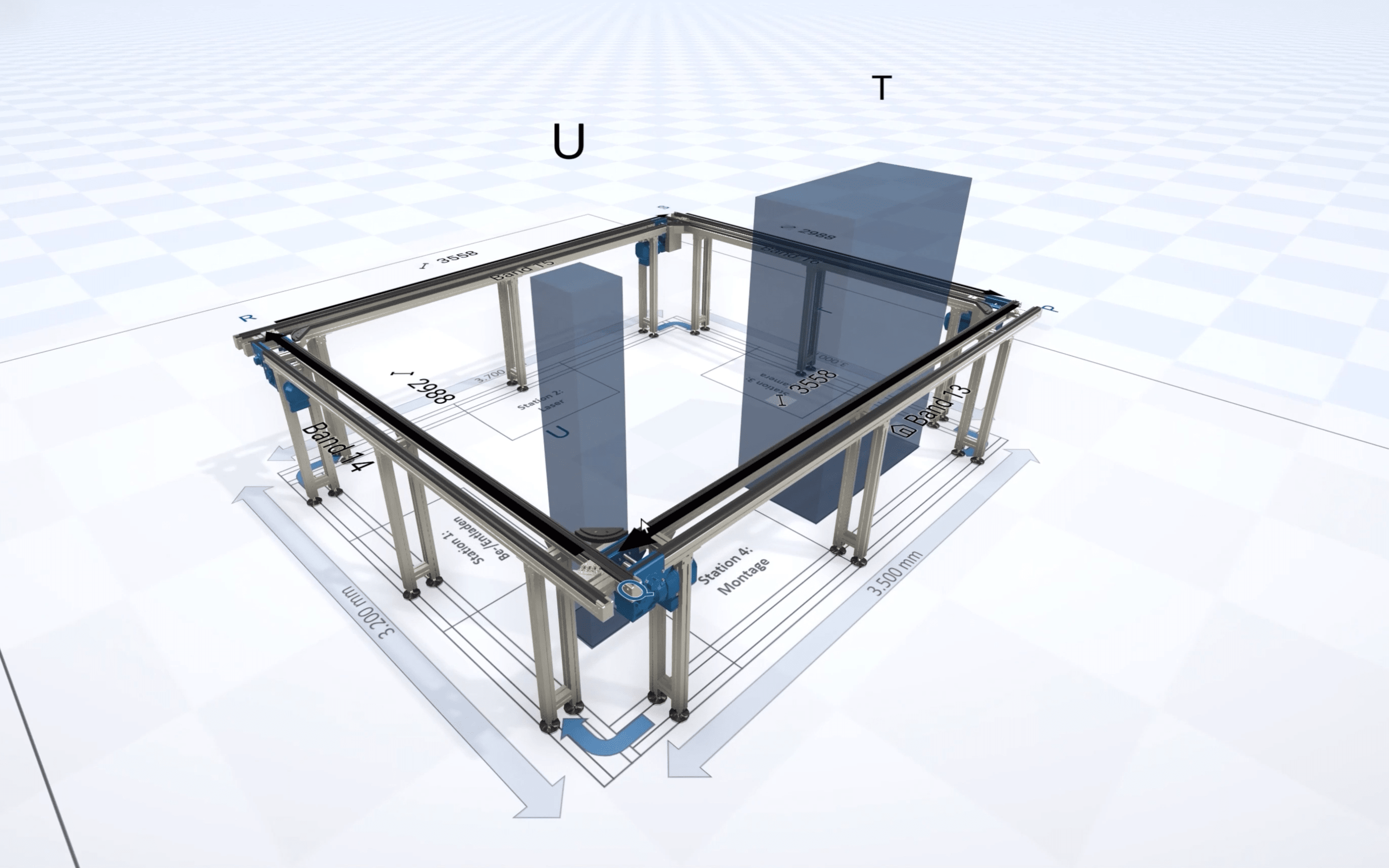 3D-CAD-Modell der konfigurieren Transferanlage in Schnaithmann EasyGo